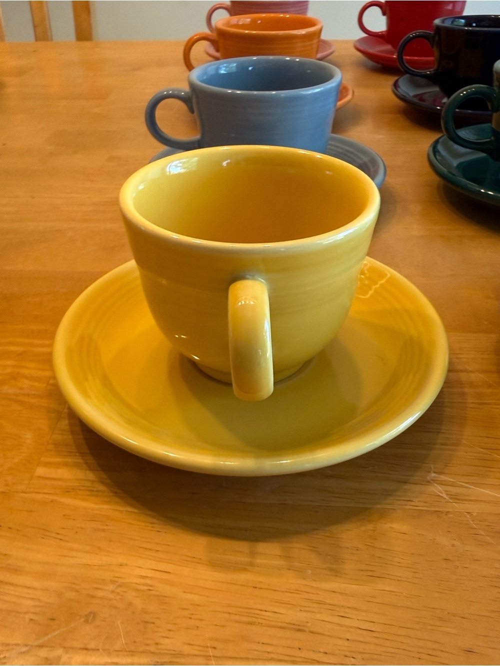 Fiesta tea cup and saucer set sunflower yellow glaze by Homer Laughlin